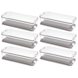 iDesign Set of 6 Fridge Produce Bins with Drainage Tray - Clear/Gray - 1 of 4