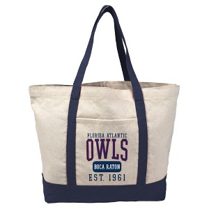 Florida Atlantic University FAU Owls Established Date Canvas Tote Bag With External Pocket, Reusable Shoulder Bag for Shopping, School, Beach - 1 of 4