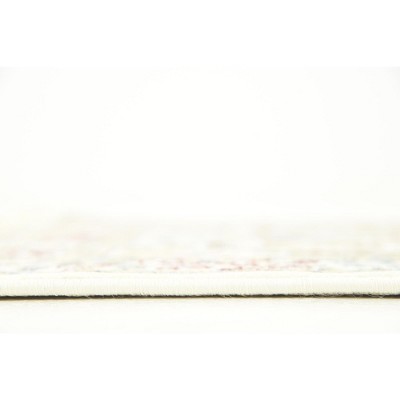 Ivory and Beige Rectangular Stain-Resistant Synthetic Rug