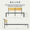 Mellow KASI Metal & Wood Platform Bed Frame with Built-In Headboard Shelf - 2 of 4