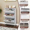 Munora - 3 Flip-Drawer Slim Shoe Cabinet - 6.69"D x 20"W x 40.98"H - Hidden Shoe Organizer for Entryway/Hallway - White - 3 of 4