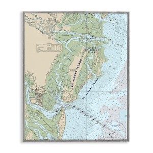 Stupell Industries Traditional St. Simons Island Nautical Map Blue Green, 20" x 16" - 1 of 4