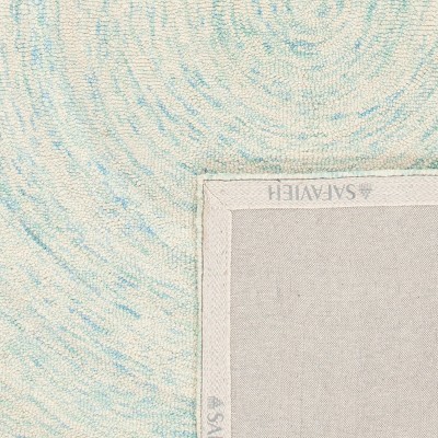 Ivory and Blue Hand-Tufted Wool Square Area Rug