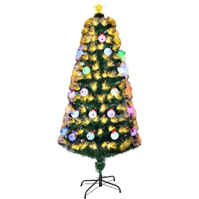 VINGLI 6ft Pre-lit Fiber Optic Christmas Artificial Tree w/Multicolor LED Lights, Snowman & Star Topper