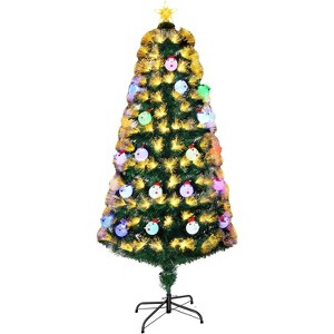 VINGLI 6ft Pre-lit Fiber Optic Christmas Artificial Tree w/Multicolor LED Lights, Snowman & Star Topper - 1 of 4