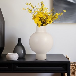 Modern Decorative Vase Unique Round Shape Ceramic Contemporary Style Home Office Bedroom Living Room Decor - 1 of 4
