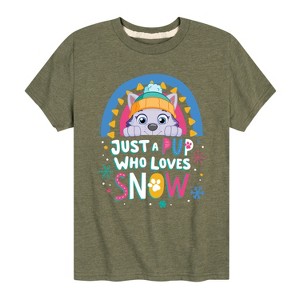 Boys' - Paw Patrol - Just A Pup Who Loves Snow Short Sleeve Graphic T-Shirt - 1 of 4