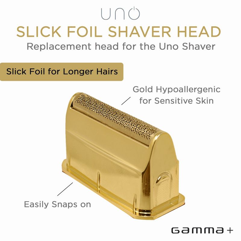 GAMMA+ Replacement Gold Titanium Slick Foil Head for the  GAMMA+ Uno Men's Shavers, 6 of 11