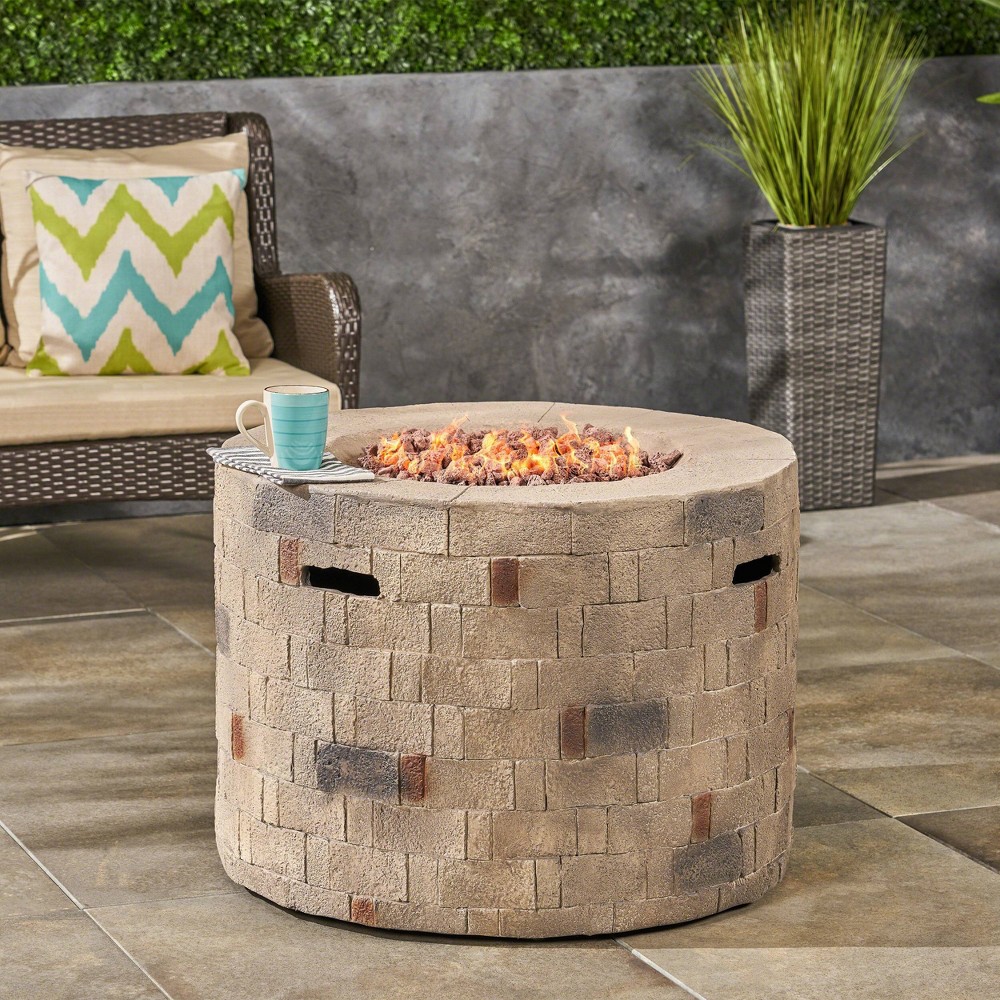 Dino Lightweight 3175 Concrete Gas Fire Pit Brown Christopher Knight Home