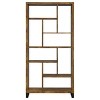 INFURNIC Decorative Bookshelf Industrial Style 10 Shelf Bookcase with Metal Base for Home Office, Brown, 34.75"*11.5"*70.75" - 3 of 4