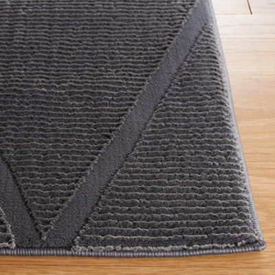 Charcoal Gray Geometric Pattern Synthetic Area Rug