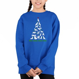 LA Pop Art Here Comes Santa Paws - Girl's Word Art Crewneck Sweatshirt - 1 of 4