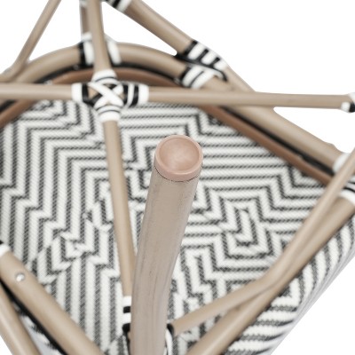 Set of Two Black and White Bistro Dining Chairs with Bamboo Metal Frame