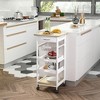 JUJABU Utility Rolling Kitchen Cart with Solid Wood Frame, Storage Drawer, Wire Fruit Baskets, and Trays, White - 2 of 4