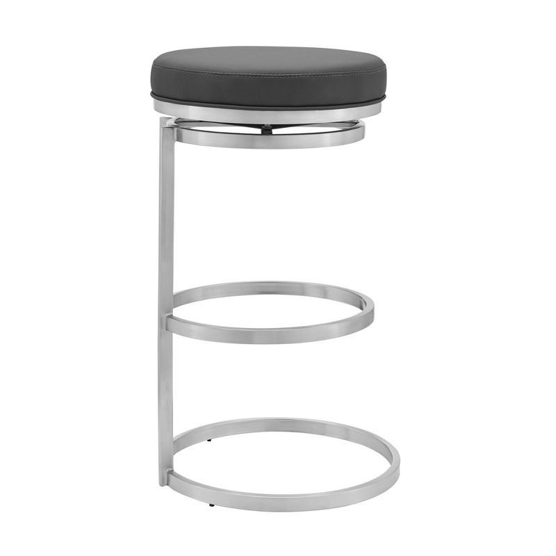 30&#34; Vander Counter Height Barstool with Gray Faux Leather Brushed Stainless Steel - Armen Living, 2 of 8