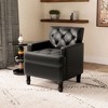 Bestier Soft Vegan PU Leather Accent Chair Removable Cushion Upholstered Tufted Arm with Solid Leg Black - 4 of 4