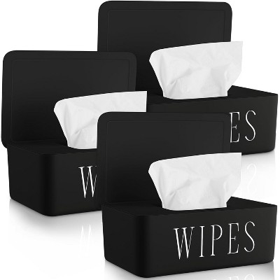 3 Pack Baby Wipes Dispenser Holder, Refillable Wipe Container for Bathroom Office and Car Storage