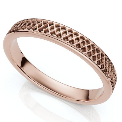 Pompeii3 Slim Criss-Cross Stackable Band 14k Gold or Platinum
