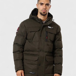 Super Triple Goose Men’s Heavyweight Hooded Puffer Parka Jacket - 1 of 3