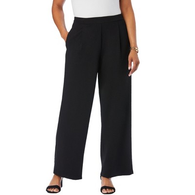 Jessica London Women's Plus Size Wide Leg Crepe Pants - 1x, Black : Target