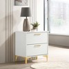 Vynxaria 2-Drawer Rectangular Nightstand - Gold Pull Handles, Bracket Legs, Modern Space-Saving Bedroom Storage - 2 of 4
