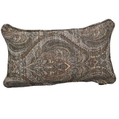 Blazing Needles Grey Damask Chenille Rectangular Throw Pillows, Set of 2
