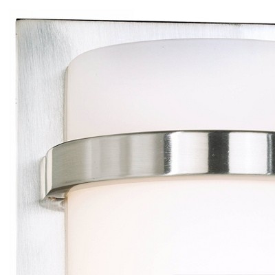 Brushed Nickel 2-Light Cylinder Wall Sconce with Etched Glass