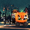 Costway 10.2 ft Long Halloween Inflatable Carriage LED Lighted Carriage w/ Pumpkin 2 Ghosts Witch & Skull Horse - 3 of 4
