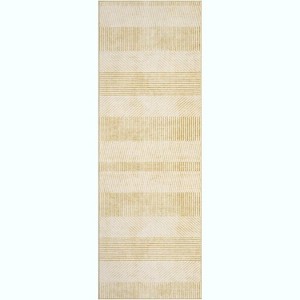 Acekool Modern Washable Area Rug, Non-Slip Low Pile Stripe Pattern, Soft 8'x10' Rug for Living Room, Bedroom, Entryway, Blue - 1 of 4