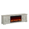 78" Farmhouse TV Stand for TVs up to 80" with Electric Fireplace Off-White - Festivo - 2 of 4