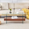 KTMBDW 2-Tier Coffee Table, Modern Glass Coffee Table with Texture Design Storage Shelf, Rectangle Side End Table, Display Stand for Living Room - 3 of 4