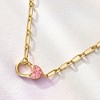 Ross-Simons Moonstone and Pink Resin Inlay Heart Lobster Clasp Necklace in 18kt Gold Over Sterling - 2 of 3