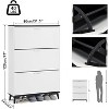 Jojoka White 3-Drawer Narrow Shoe Cabinet, 47" Tall Wooden Shoe Storage Organizer with Flip Drawers for Entryway, Hallway, or Closet - 2 of 4