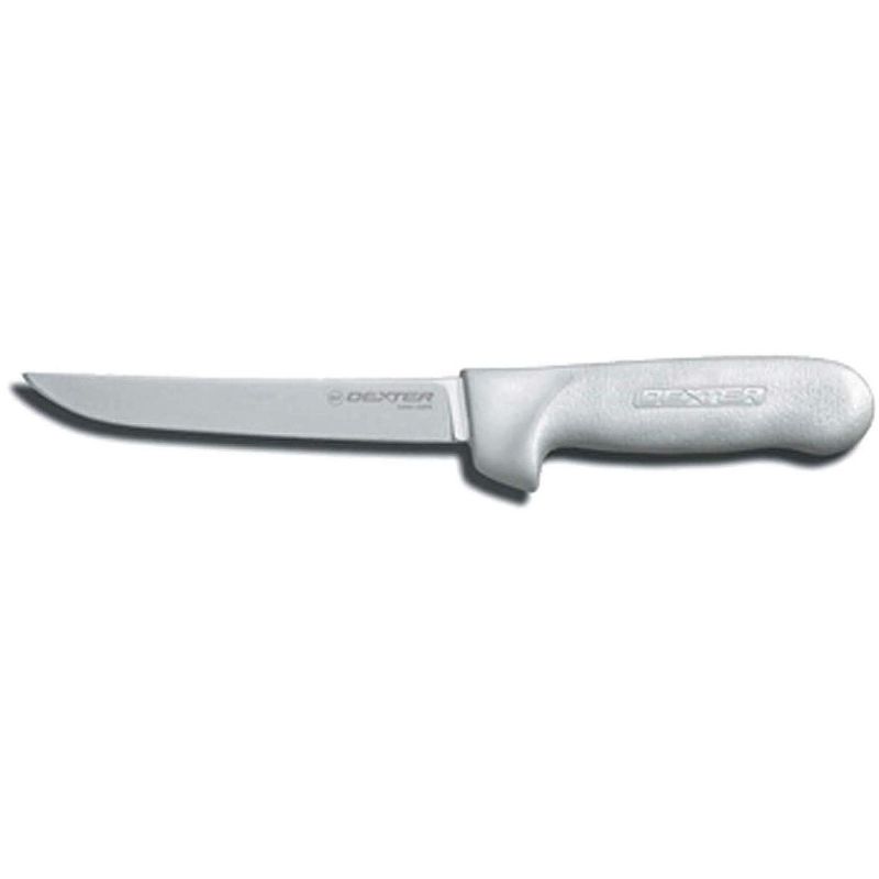Dexter Russell Wide Stiff Boning Knife, 6" Carbon Steel Blade, Sani-Safe, Curved, White Poly Handle, 3 of 4