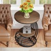 COWLOWN Round End Table with 2-Tier Storage, Wood & Arc Metal Frame, Side Table for Bedroom or Living Room - 3 of 4