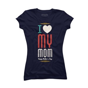 Junior's Design By Humans Mother's Day I Love My Mom By tmsarts T-Shirt - 1 of 2