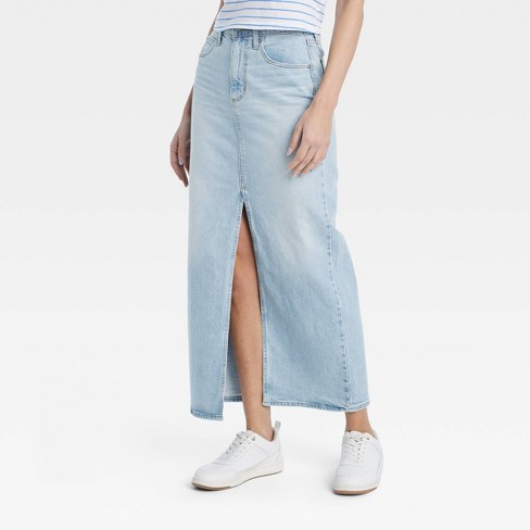 Women's Denim Maxi Skirt - Universal Thread™ Light Wash 16 : Target