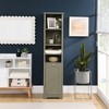 64" Tall Bathroom Storage Cabinet, Freestanding Floor Cabinet with Adjustable Shelves, Narrow Storage Cabinet for Living Room Bathroom Kitchen - 2 of 4