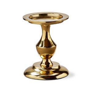 tagltd Gold Cast Aluminum Stella Pillar Candle Holder Small, 4.5L x 4.5W x 6.0H inches - 1 of 2