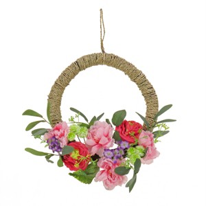 16" Artificial Rose, Peony, and Globe Flowers Hoop Wreath - National Tree Company - 1 of 3