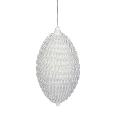 Northlight 5.5" White Glitter Spiral Coiled Wire Finial Christmas Ornament