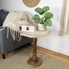 Northlight 21" Wooden Brushed White Engraved Paisley Octagonal Pedestal Side Table - 2 of 4