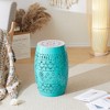 Mosaic Patio Side Table with Roman-patterned Ceramic Tile Top and Metal Frame, Boho Outdoor End Table, Accent Table -Christopher Knight Home - 2 of 4