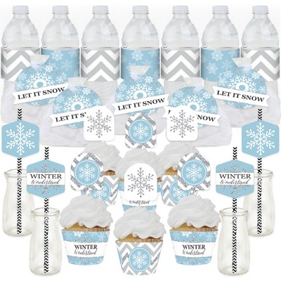 Big Dot of Happiness Winter Wonderland - Snowflake Holiday Party and Winter Wedding Favors and Cupcake Kit - Fabulous Favor Party Pack - 100 Pieces