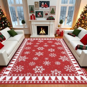 Christmas Snowflake Runner Rug 2x8 Washable Rug, Runner for Hallway Non Slip Soft  Xmas Floor Decor Low Pile Non-Shedding Rugs ,Red/Green/Blue/ - 1 of 1