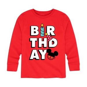 Boys' - Disney - Mickey Birthday Icons Long Sleeve Graphic T-Shirt - 1 of 4