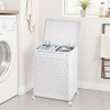 VECELO Laundry Hamper with Wheels & Lid, Plastic Laundry Basket with Handle, Rolling Laundry Bin for Laundry Room or Bathroom, White - 2 of 4