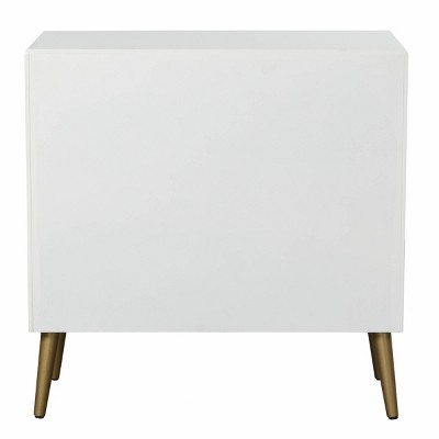 Milo Satin White 3-Drawer Chest with Copper Accents