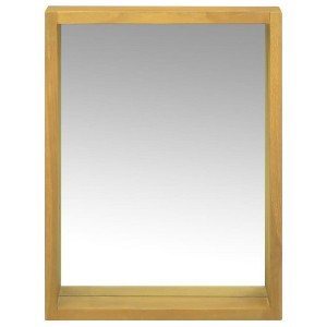 vidaXL Wall-Mounted Mirror Cabinet with Open Shelf - Durable Full-Length Mirror Cabinet - Solid Teak Wood Vanity - 11.8"x3.9"x15.7" - Brown - 1 of 4