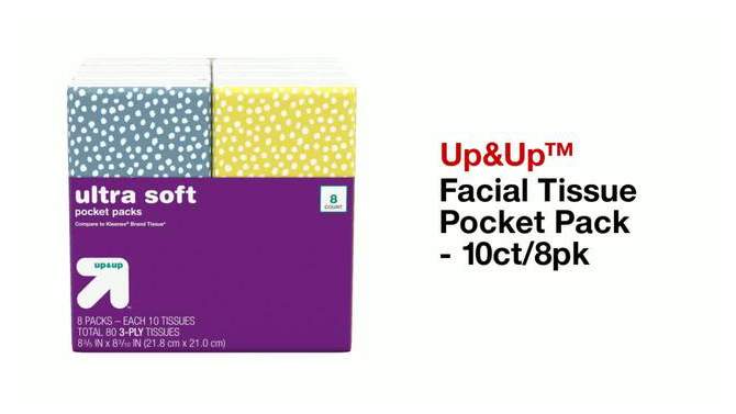 Facial Tissue Pocket Packs - 10ct - up & up™, 2 of 12, play video